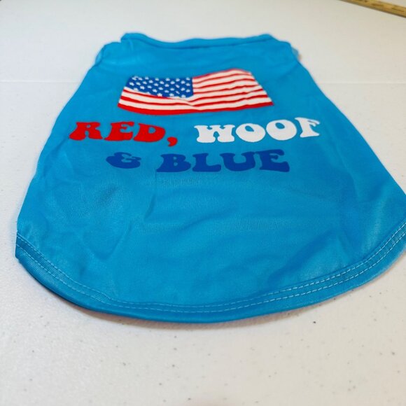 RED WOOF & BLUE American Flag small dog shirt Fourth of July Patriotic pet shirt - Picture 9 of 9